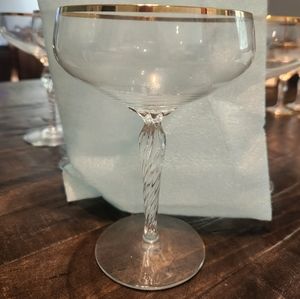 Set of 6 champagne/tall sherbert trim crystal glass